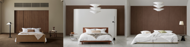 시몬스의 2026 S/S 프레임 신제품 사진 왼쪽부터 ‘르벨르(Levelle)’, ‘테피(Tepi)’, ‘플래토(Flato)’