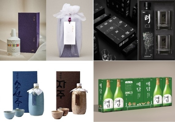 (위 왼쪽부터 시계방향) 백세고百歲膏, 려 2013 本 세트, 차례주 예담 세트, 법고창신 선물세트