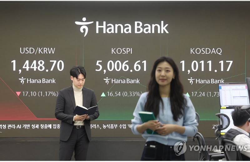 원-달러 환율이 26일 뉴욕연은이 일본 주요 은행들에 외환 거래상황을 체크했다는 소식에 1450원 밑으로 급락했다. 사진=연합뉴스