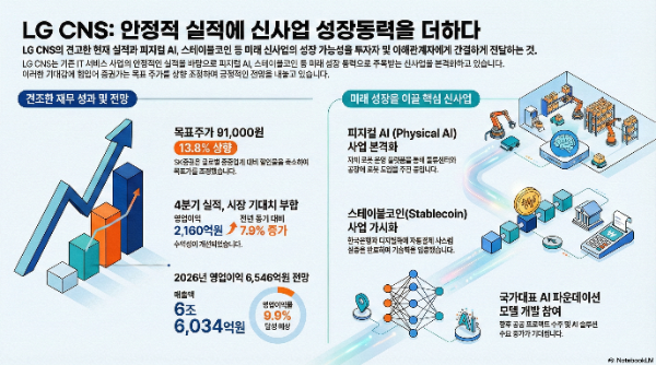 LG씨엔에스, 피지컬 AI·스테이블코인 등 신사업 본격화...목표가 상향!