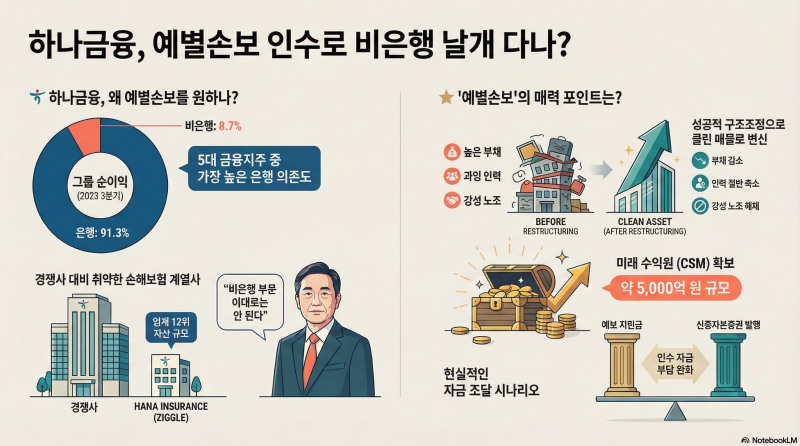 하나금융, 예별손보 인수 유력 후보 급부상