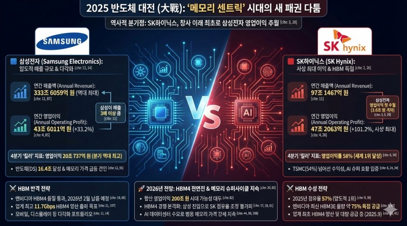 SK하이닉스, 2025년 영업익 47조 '사상 최대' … 삼성전자 첫 추월