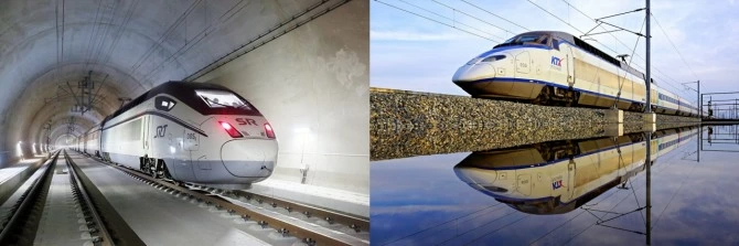 고속철도 SRT(왼쪽)와 KTX(오른쪽)./각 사
