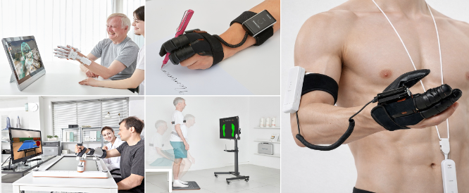 네오펙트, 스마트글러브(Smart Glove)·네오마노(Neomano)·스마트보드(Smart Board) ·스마트밸런스(Smart Balance). 사진=네오펙트
