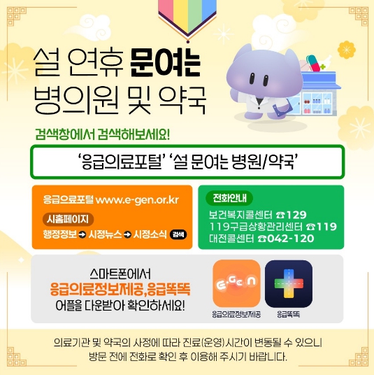 설 연휴 24시간 응급진료체계 가동 (이미지 제공=대전시)