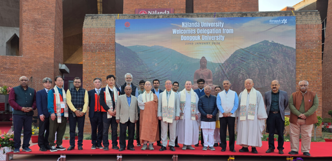 지난 1월 23일, 인도 나란다 대학교 교류 현장 사진. (사진제공=동국대)