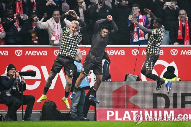 골 넣고 기뻐하는 마인츠 선수들 / 사진=연합뉴스