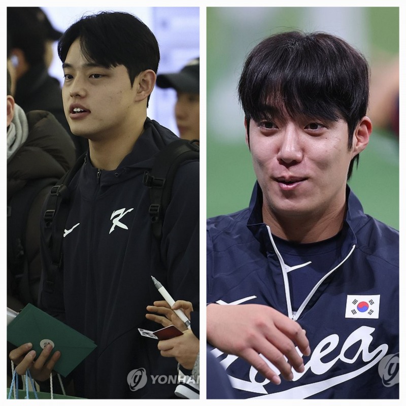 문동주(왼쪽)와 원태인