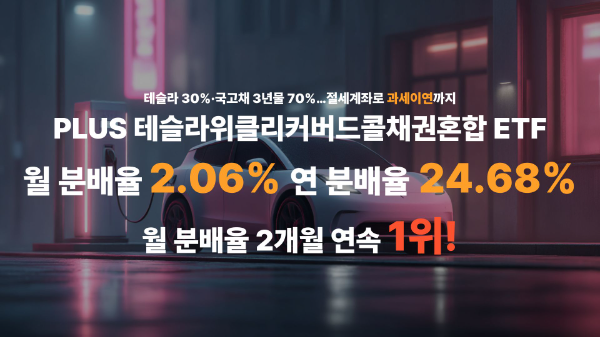 PLUS 테슬라커버드콜채혼, 2월 분배율 2.06%…월배당 ETF 1위