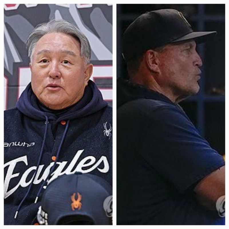 김경문 감독(왼쪽)과 팻 머피 감독