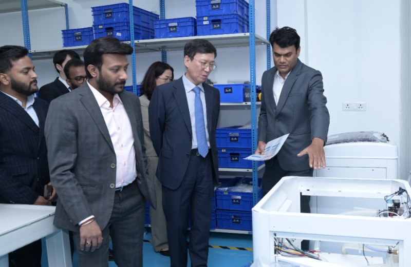 휴온스그룹 윤성태 회장, 인도 바수그룹 소독기 생산라인 준공식 참석