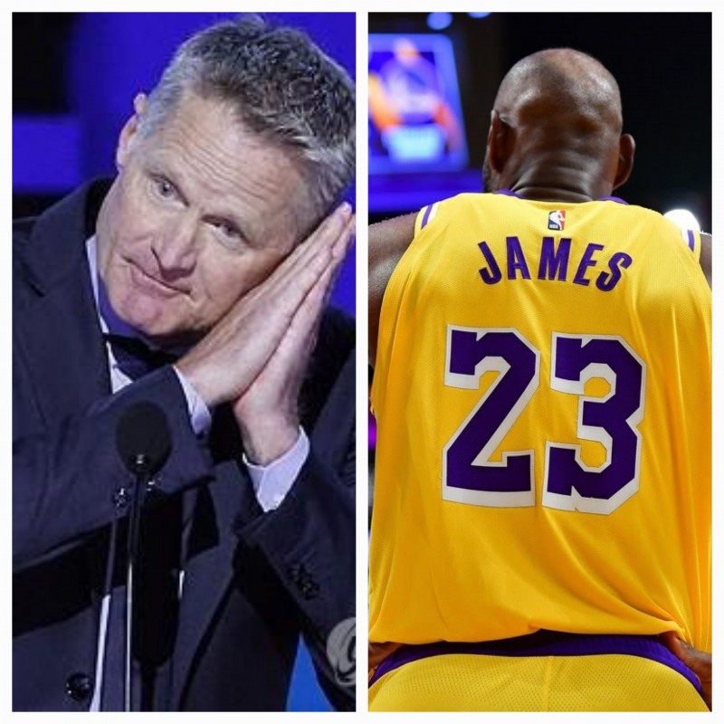 스티브 커 감독(왼쪽)과 르브론 제임스