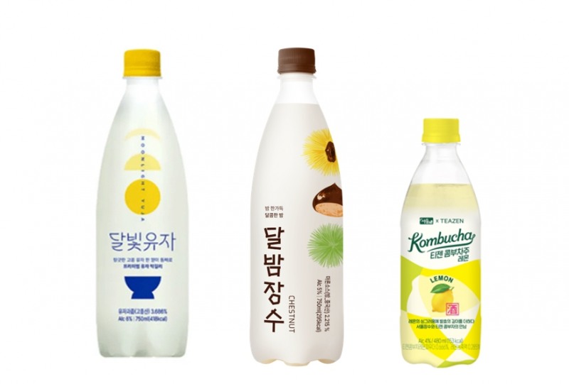 (좌측부터)서울장수 ‘달빛유자’, ‘달밤장수’, ‘티젠 콤부차주 레몬’ 제품 이미지 (사진제공 서울장수)