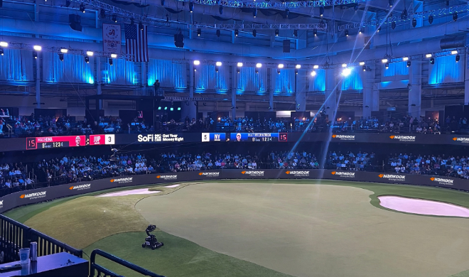 한국타이어 후원 TGL 경기장 실내 전경