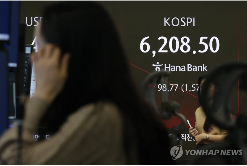 코스피지수가 27일 외국인의 5조원 넘는 대규모 매도에도 개인들이 4조5천억원 가까이 받아내면서 오후들어 상승세로 전환중이다. 사진=연합뉴스