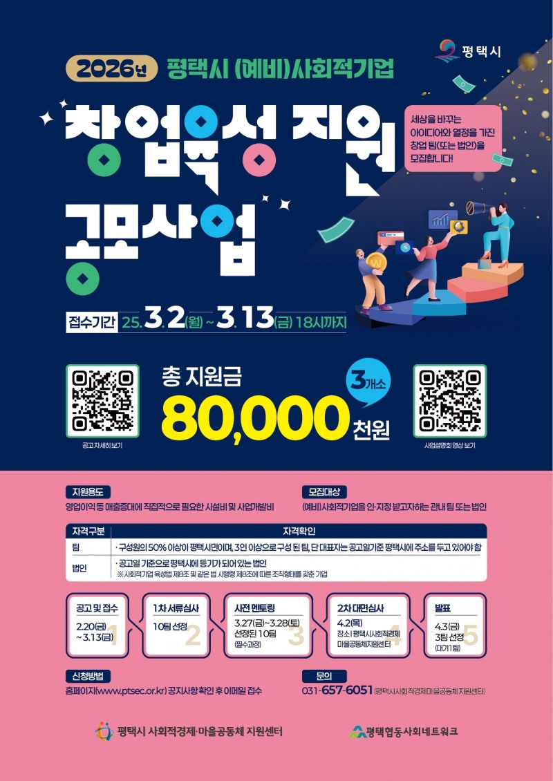 사회적기업 창업 육성 지원사업 공모 포스터