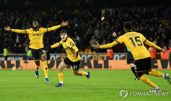 골 넣고 기뻐하는 울버햄프턴 선수들 / 사진=연합뉴스
