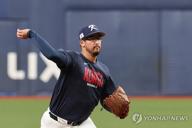 WBC 훈련 합류한 데인 더닝 / 사진=연합뉴스