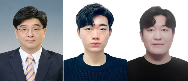(사진 왼쪽부터) 가천대 컴퓨터공학전공 최창 교수, 연유성 석사과정생, 윤준호 박사과정생. (사진제공=가천대)
