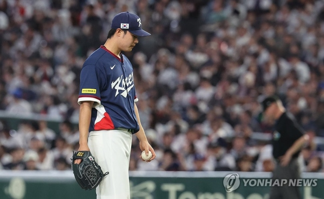 일본에 역전 허용한 김영규. 연합뉴스