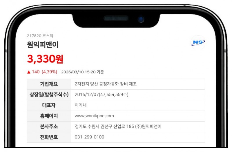 원익피앤이, 6억원대 자사주 임직원에 무상출연... "책임경영 강화"
