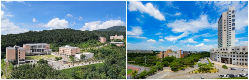 사진 첨부: 우석대학교 전경사진(전주, 진천)