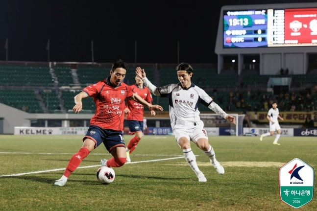 '10명으로도 무너지지 않았다' 김천, 후반 51분 고재현 극적 동점...광주와 1-1 무승부