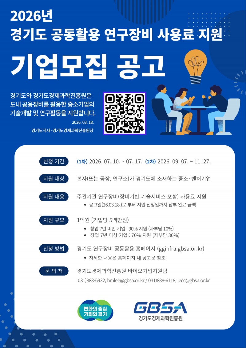 연구장비 도입이 어려운 중소기업 기술개발과 제품 상용화 지원