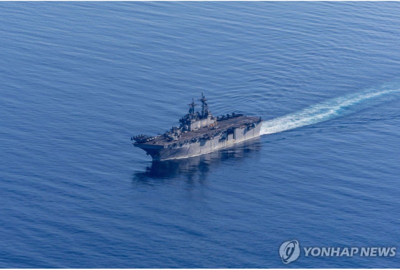 미국이 캘리포니아기지에 있던 해병대원 2200~2500여명을 중부사령부로 이동시켰다는 소식에 유가가 다시 급등하고 있다. 사진=미해군상륙강습함, 연합뉴스