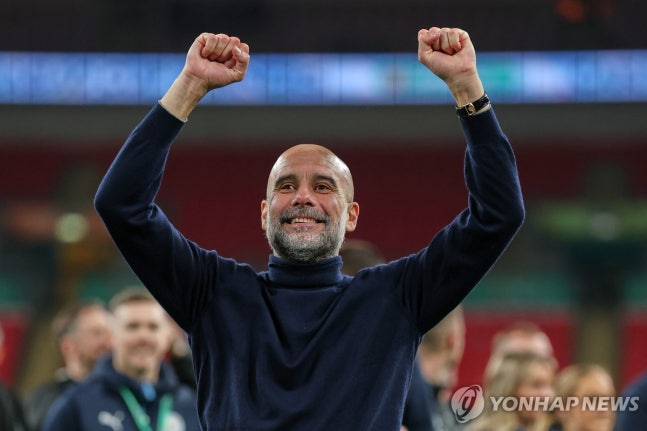 기뻐하는 페프 과르디올라 맨시티 감독 / 사진=연합뉴스