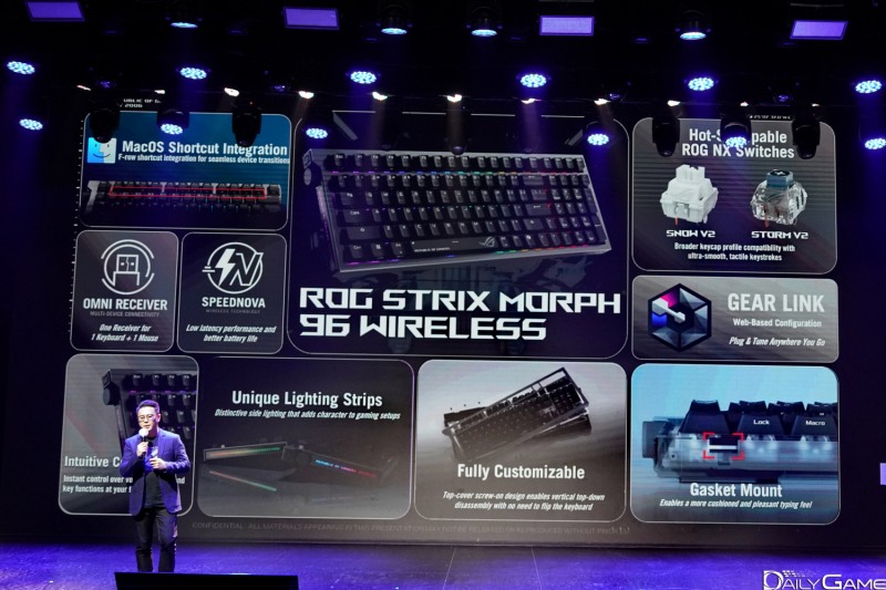 이용자의 개성을 강조한 '스트릭스 모프 96 와이어리스' 키보드.