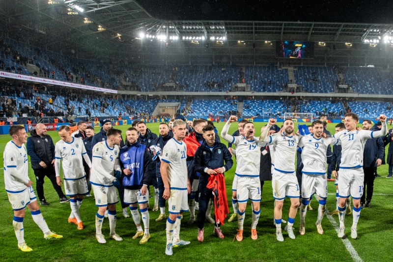 북중미 월드컵 유럽 플레이오프 결승에 오른 후 기뻐하는 코소보 선수들. 사진=연합뉴스