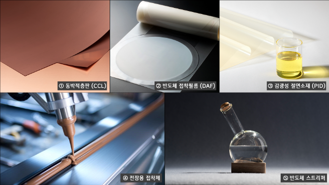 반도체·전장 분야에서 활용되는 LG화학의 고부가 전자소재 제품군. 사진= LG화학