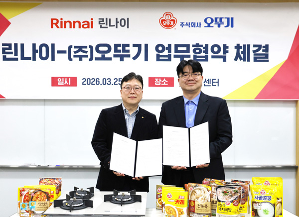 사진=(좌)오뚜기 차선웅 마케팅실장, (우)린나이 강상규 영업본부장