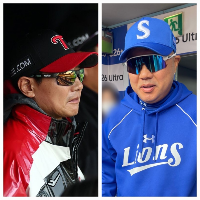 염경엽 감독(왼쪽)과 박진만 삼성 감독