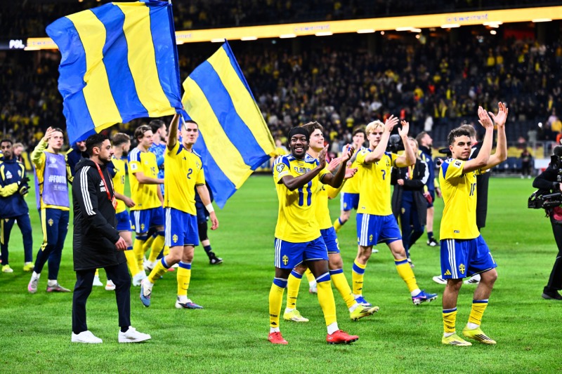 환호하는 스웨덴 대표팀 선수들 . / 사진=연합뉴스