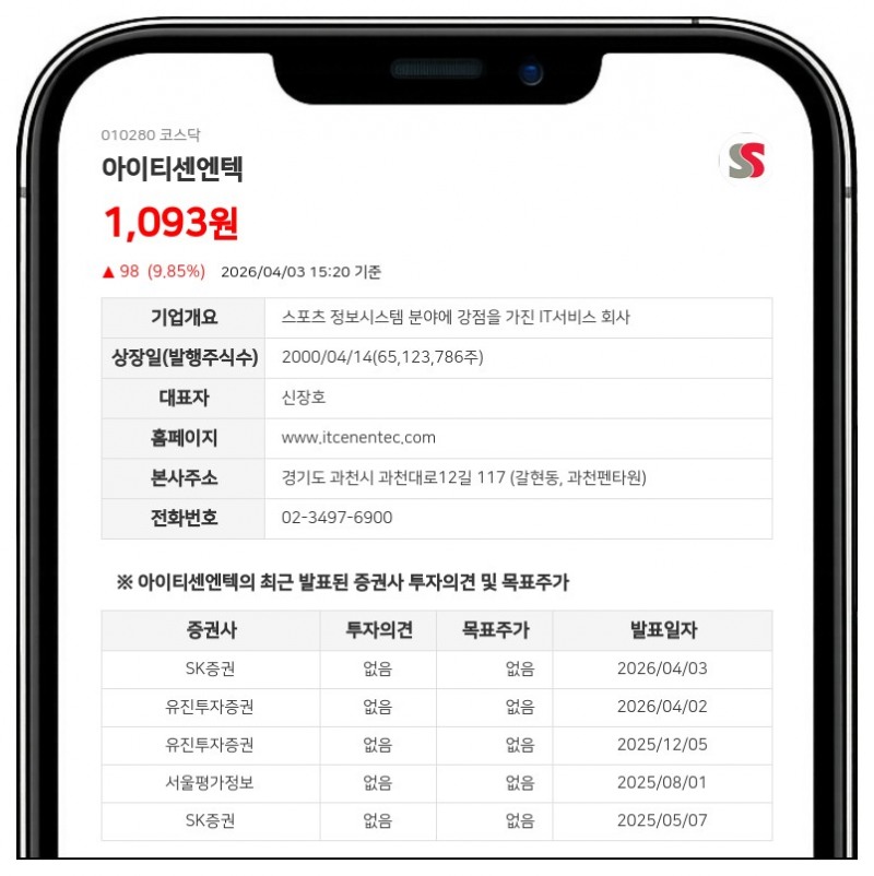 아이티센엔텍 보통주 4월 8일 거래 중단... 주식병합에 따른 신주권 상장 대기
