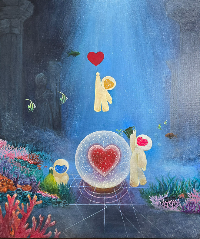 제6회 부산국제어린이청소년아트페어(BIKAF) 미술공모전 대상 수상작인 제주동여자중학교 문서인 학생의 ‘하트 플래닛(Heart Planet)’. (사진제공=사단법인 비카프)