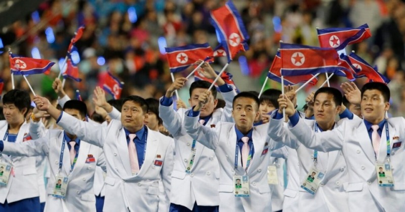 2014년 인천 아시안게임에 참가한 북한 선수단 모습