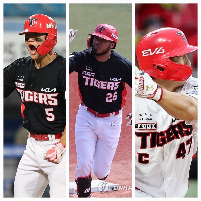 왼쪽부터 김도영, 카스트로, 나성범