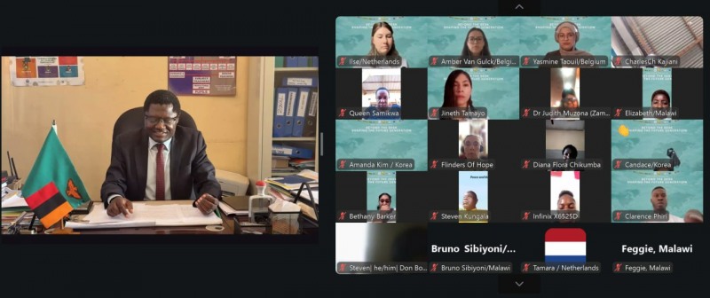 지난달28일 개최된 ‘미래 세대를 빚어가는 평화교육’ 국제 웨비나에서 잠비아 대표 패널 세빌리안 응고마가 발언을 하고 있다. / 사진 제공 = HWPL