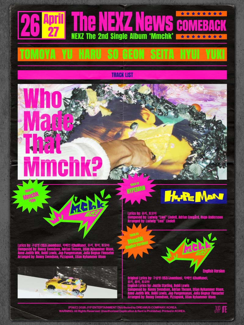 NEXZ, 싱글 2집 트랙리스트 공개…타이틀곡은 ‘음츠크’