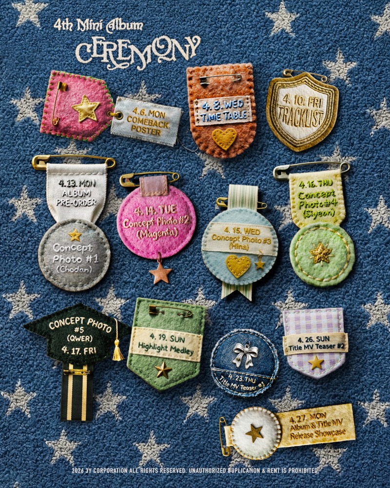 QWER, 미니 4집 ‘CEREMONY’ 타임테이블 공개…다채로운 티징 콘텐츠