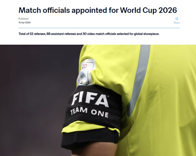 2026 북중미 월드컵 심판진 발표. / 사진=연합뉴스