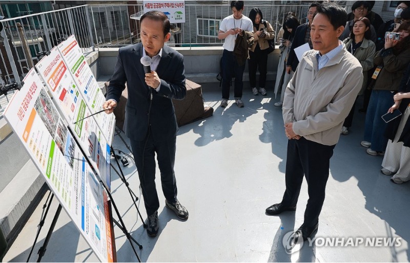 마포구 아현1구역 현장 찾은 오세훈 서울시장. 사진=연합뉴스