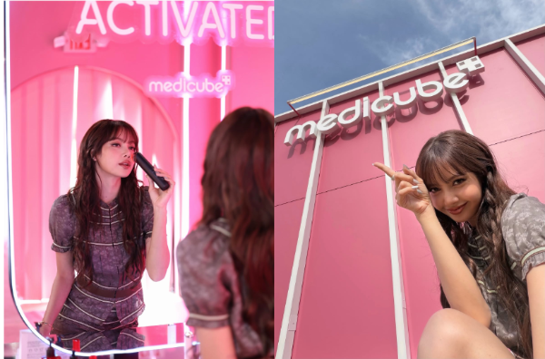 코첼라 메디큐브 부스에 방문한 블랙핑크 리사(출처: 리사 인스타그램)