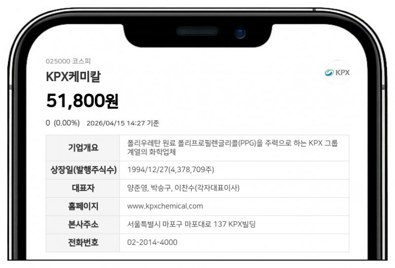 양혜연, KPX케미칼 지분 0.01% 확보…장내매수로 504주 보유