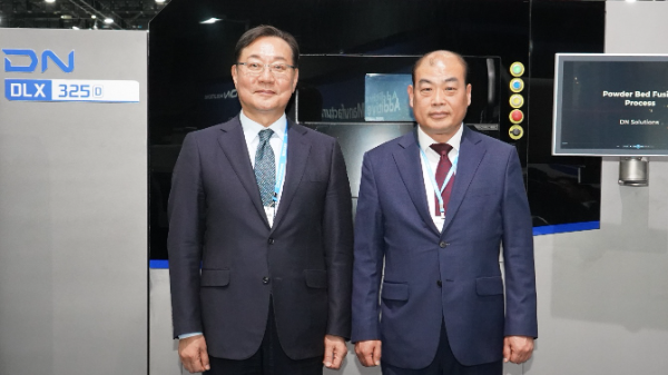 김원종(왼쪽) DN솔루션즈 대표이사와 이근(오른쪽) LDAS 대표이사