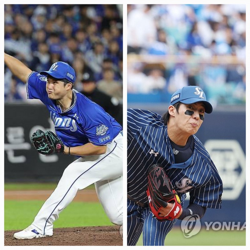 최원태(왼쪽)와 원태인