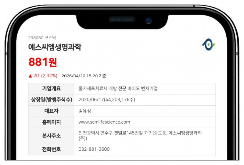 에스씨엠생명과학 주식병합 결정... 4월 23일부터 보통주 매매거래 일시 정지